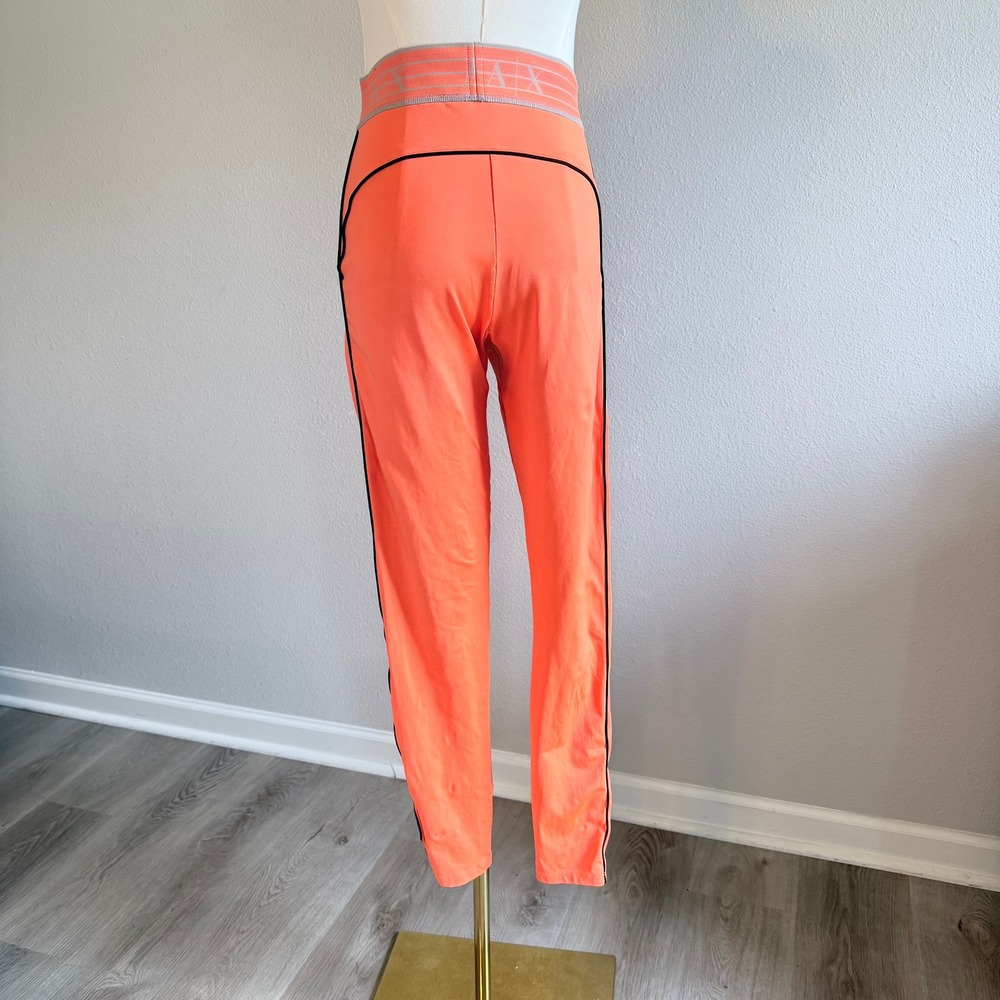 Armani Exchange AX Logo Waistband Leggings Orange Sporty Pants Womens Small